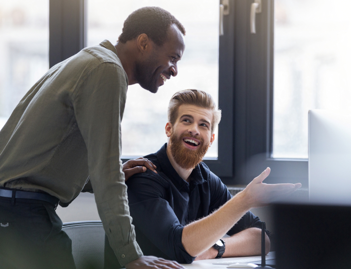 employees working and chatting