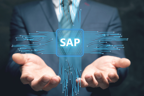 a set of hands with SAP logo