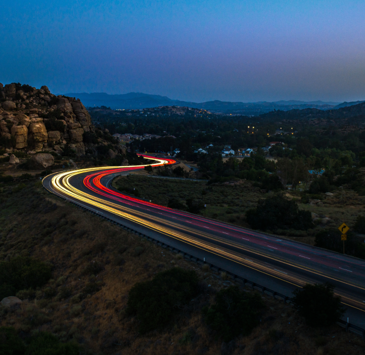 image of a road in hilly terrain